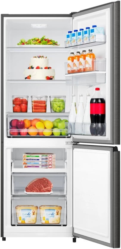 Hisense 323 L Double Door Bottom Mount Fridge (Titanium Inox, Freezer)