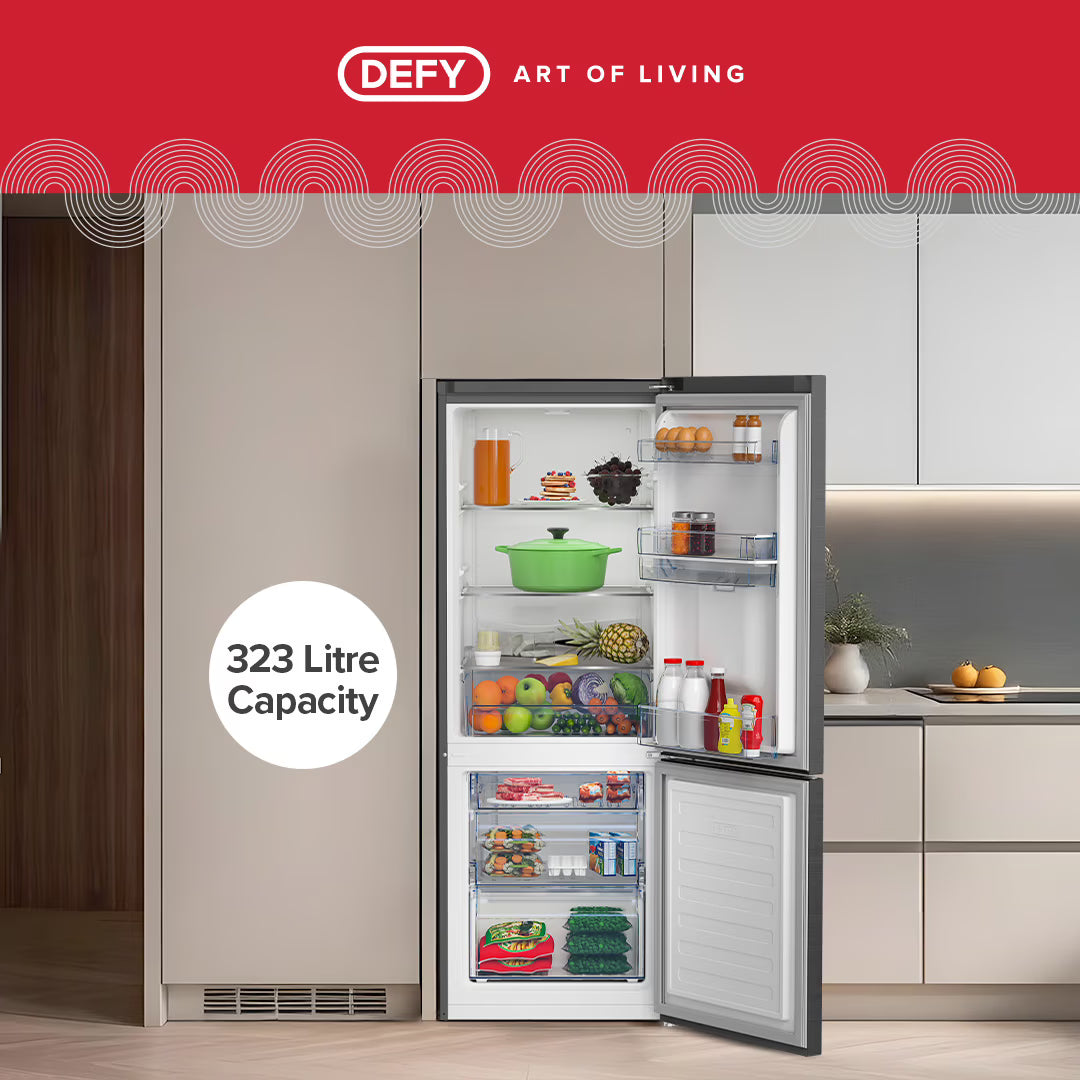 DEFY 323L Bottom Freezer Fridge Met DAC627