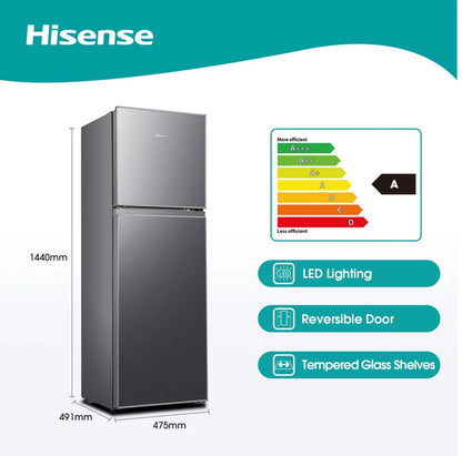 Hisense 154L Top Freezer Fridge-Titanium Silver