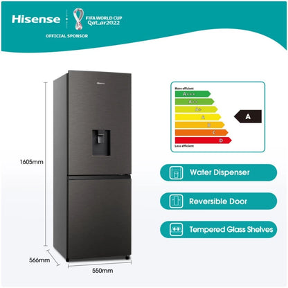Hisense 222 L Double Door Bottom Mount Fridge  (Titanium Inox, H310BIT-WD)