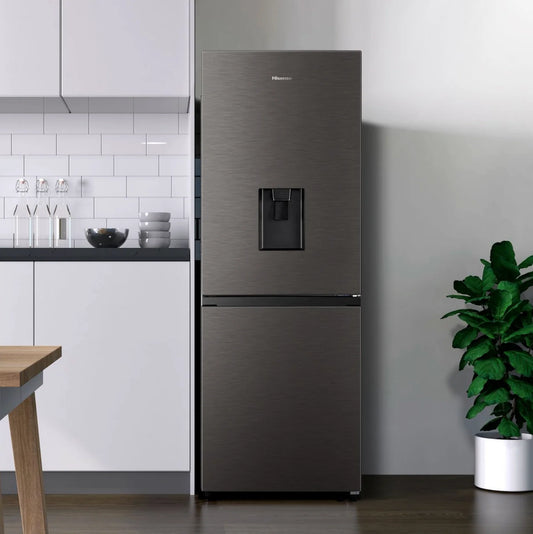 Hisense 263L Bottom Freezer Fridge with Water Dispenser-Titanium Inox