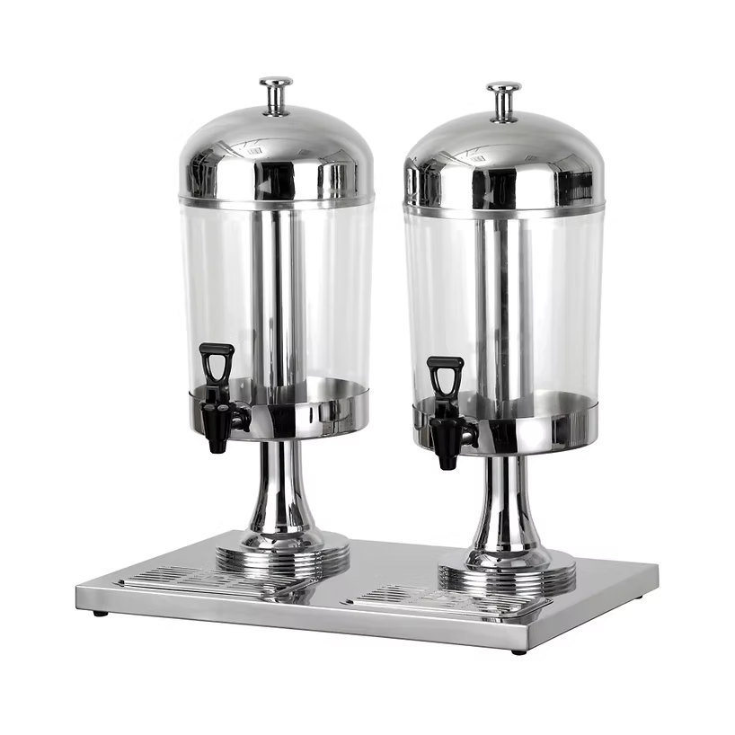Inoxserv - Double juice dispenser with a center ice tube - 2 x 8 litre