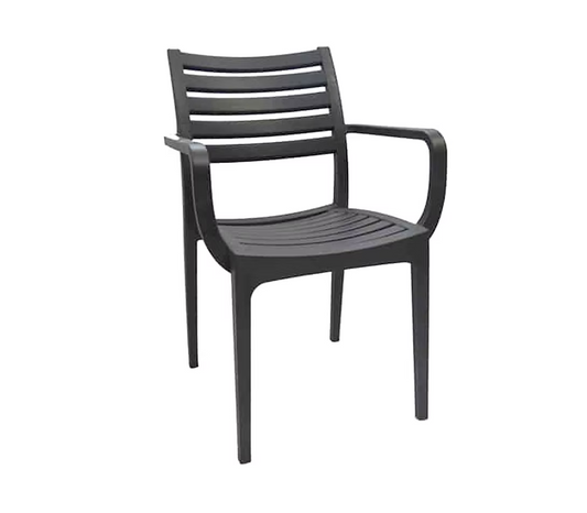 Rimini Chair Slatted Arm – Charcoal