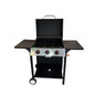 TOPAZ 3-Burner Gas Braai with Side Tables & Wheeled Cart – Black Steel Construction